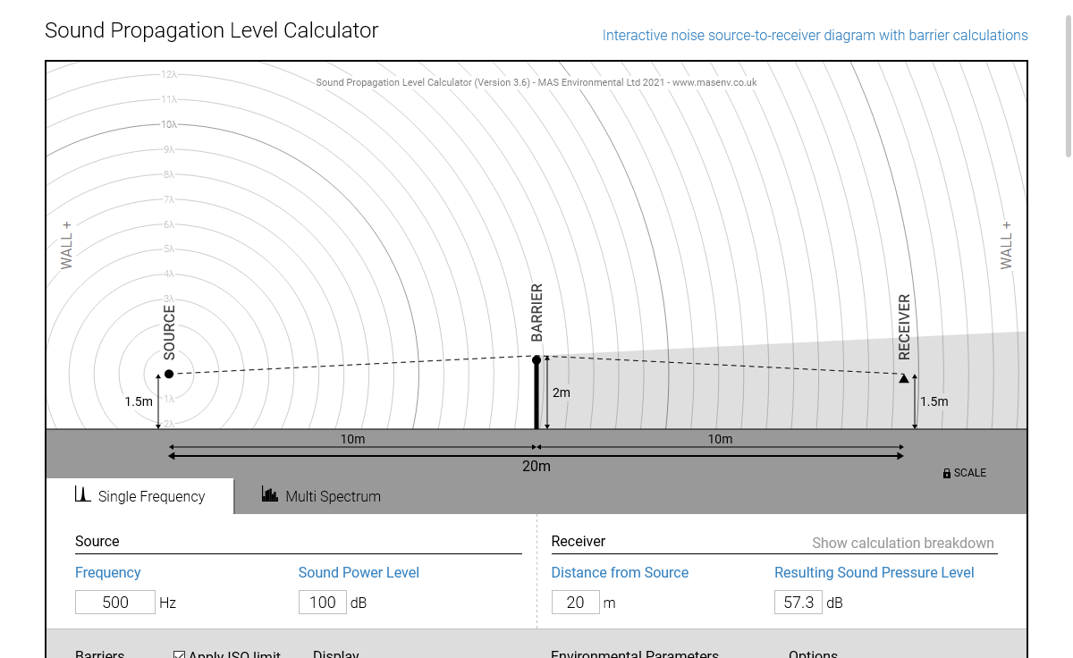 Sound Propagation And Acoustic Barrier Calculator NoiseTools Sound Propagation And Acoustic Barrier Calculator NoiseTools